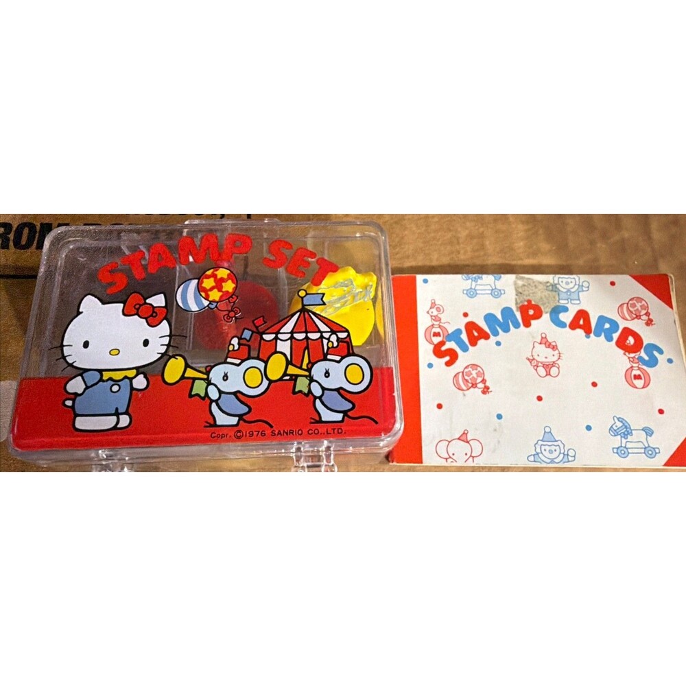 Rare Vintage Hello Kitty Stamp Set And Stamps Card Book 1976 Sanrio Co.